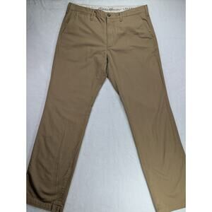 Eddie Bauer 36W 36L Legend Wash Khaki Flat Front Chino Pants 100% Cotton